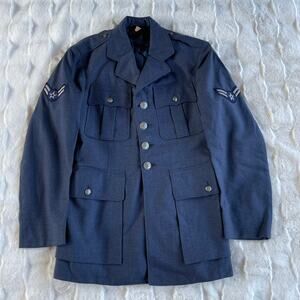 🔥Vintage USAF Date 1951 Military Air Force 100% Wool Mens Blue Dress Jacket 46R